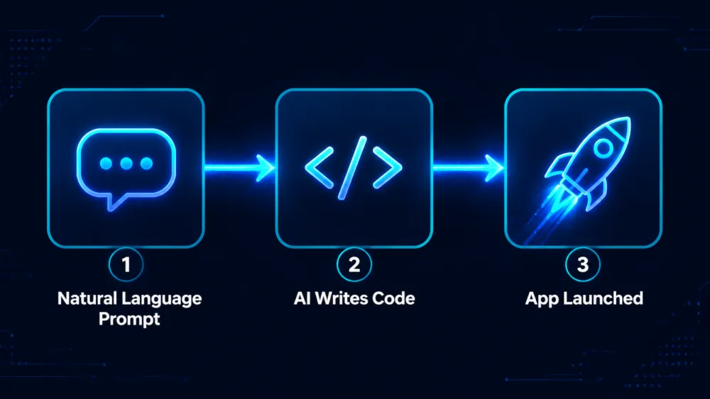 ขั้นตอน Vibe Coding: บอก AI เป็นภาษาธรรมดา AI เขียน code ให้ทั้งหมด และได้แอปพลิเคชันสำเร็จโดยไม่ต้องรู้ code เลย