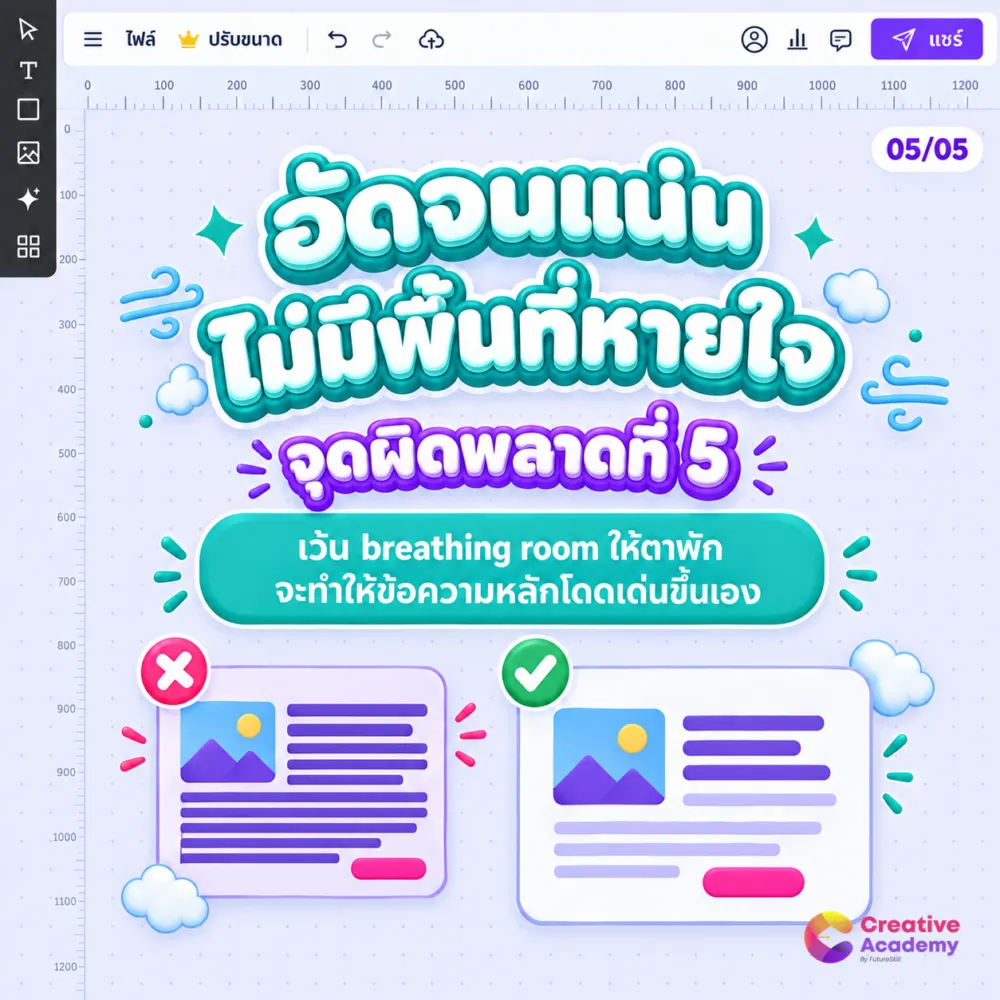 ข้อผิดพลาด Canva: ไม่มี breathing room หรือพื้นที่ว่างในชิ้นงาน