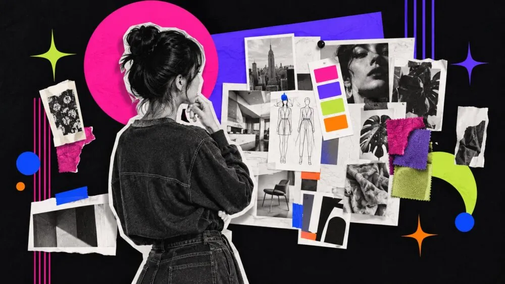 ภาพคอลลาจ Art Director กำลังคัด Mood Board ฝึกทักษะอ่านภาพและเขียน Brief ที่สำคัญกว่าการเรียนคณะอะไร